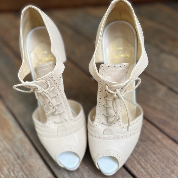 Authentic Christian Louboutin Lace Up Heels Size 37.5 - Picture 6 of 7